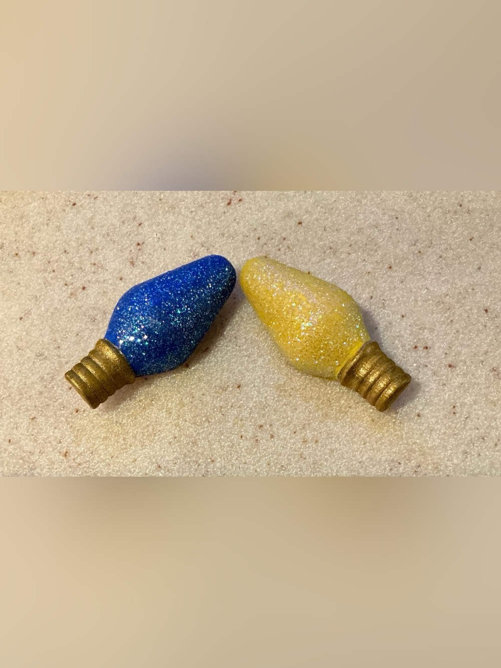 Blue and Yellow Glitter Light Bulb Brooch Duo - Women Jewelry Brooches